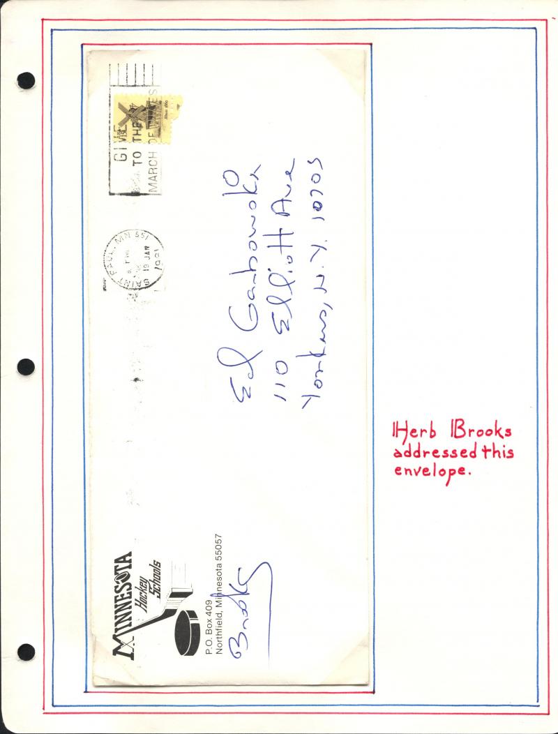 Herb Brooks Envelope Autograph